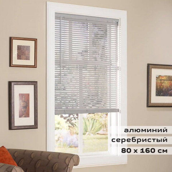 Жалюзи горизонтальные BRABIX 80х160 см, АЛЮМИНИЙ, цвет серебристый, 606039 Жалюзи горизонтальные BRABIX 80х160 см, АЛЮМИНИЙ, цвет серебристый, 606039